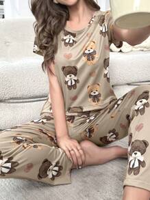 Conjunto de pijama / pijama con gráficos de dibujos animados - Multicolor - Ver 4