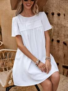 SHEIN LUNE Women's Round Neck Short Sleeve Dress