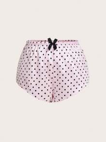 3pcs/Set Plus Size Lace Detail Cami Top And Polka Dot Printed Shorts And Pants Pajama Set With Bowknot Decor - Multicolor - View 5