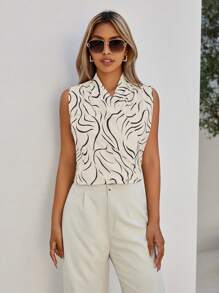 Aveloria Randomly Printed Sleeveless Wrap Shirt - Multicolor - View 3