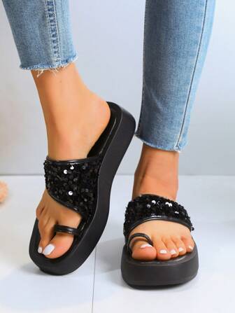 New Arrival Fashionable Rhinestone Decorated Fisherman Slippers Handmade With Ancient Craftsmanship Flat Fairy Sandals, Silver Color