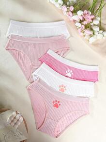 SHEIN 3 件/套 女式羅紋針織三角內褲 - 彩色 - 查看 1