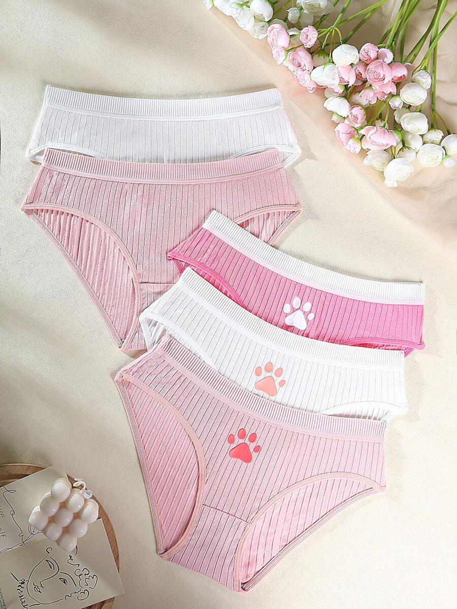 SHEIN 3 件/套 女式羅紋針織三角內褲 - 彩色 - 查看 1