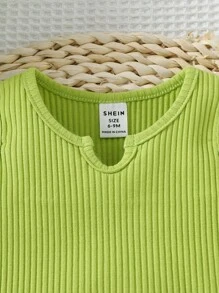 SHEIN Baby Girl Splicing Halter Top With Bowknot Shorts Set - Multicolor - View 3