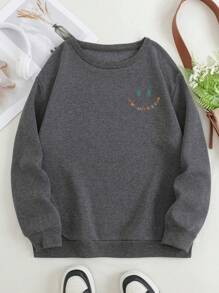 INAWLY Women's Colorful Letter Printed Drop Shoulder Sweatshirt IN MY AUNTIE ERA,Long Sleeve Tops Graduation,Back To School,Graduation,Teacher For Women,Back To School Pullover Fall Sweatshirt - Dark Grey - View 6