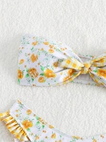 SHEIN Swim Women's Floral Printed Strapless Bikini Set Summer - Multicolor - View 4