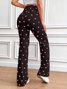 SHEIN Unity Women's High Waisted Pants With Heart Print - Multicolor - View 2