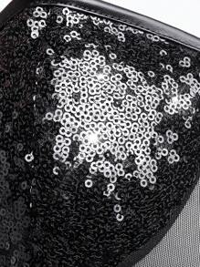 Hauture Conjunto de dos piezas con top bustier de lentejuelas y pantalón acampanado - Negro - Ver 7