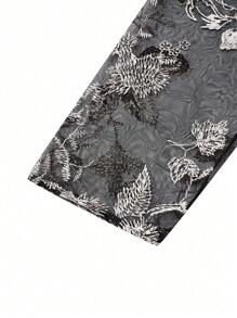 SHEIN Clasi Bộ áo voan thêu cỡ lớn + váy không tay hai mảnh - màu đen - Xem 3