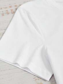 INAWLY Valentine's Day Rose Slogan Printed T-Shirt - White - View 4