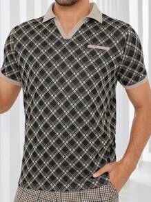 Manfinity VCAY 男士格子圖案短袖 Polo 衫 - 彩色 - 查看 3