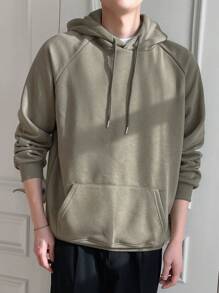 DAZY Homme Sweat-Shirt À Capuche À Poche Kangourou Manches Raglan À Cordon