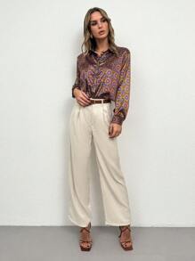 EURMUSE Ladies All Over Printed Long Sleeve Shirt - Multicolor - View 3