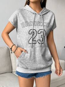 SHEIN Unity Women's Short Sleeve Hoodie - Grey - View 3