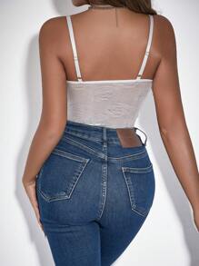 Zolique Body Con Tirantes Finos Y Detalle De Encaje De Mujer De Color Blanco