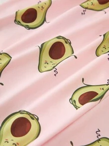 Teenage Girls' Avocado Pattern Print Long Sleeve Pajama Set With Pants - Black - View 7