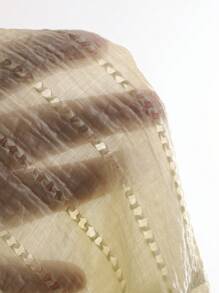 FRIFUL Women's Dropped Shoulder Texture Fabric Shirt With Front Pocket Sheer Long Sleeve Top - Beige - View 8