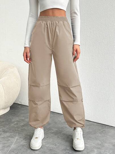 SHEIN Joggers Con Cintura Elástica Y Dobladillo Acanalado Para Mujer