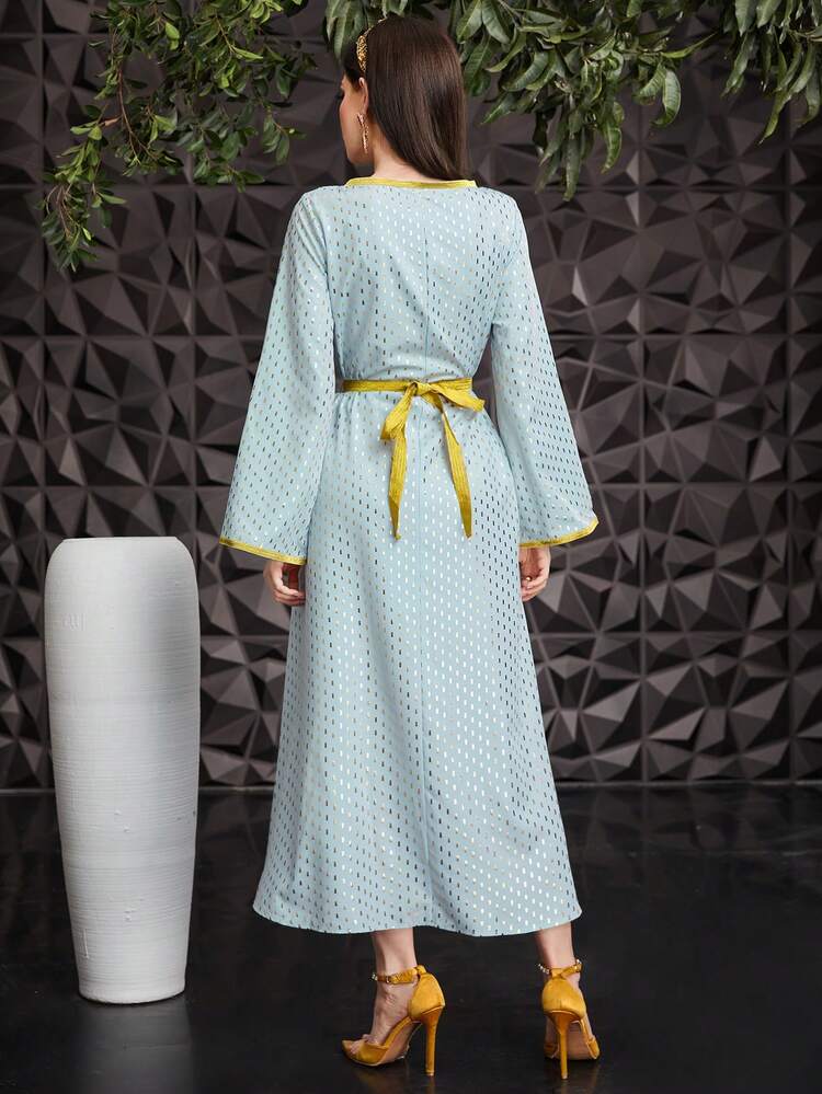 Allover Printed Contrast Tape Dress