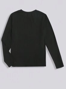 INAWLY Bắt chước Diamante Ký hiệu Của Chúc may mắn Cỏ ba lá Vòng cổ Tay áo dài Áo thun , Thích hợp Đối với Giải trí Dịp Như Ngày St. Patrick - màu đen - Xem 2