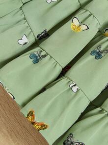 SHEIN Conjunto De Ropa Informal Y Linda Con Estampado De Mariposas Para Chicas Jóvenes, 2 Piezas Por Conjunto - Verde - Ver 4