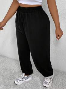 SHEIN Coolane Kích thước lớn Pha lê Sọ Và Tay Mẫu Quần thể thao - màu đen - Xem 5