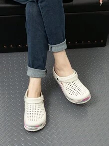 Women's Lightweight Anti-Slip Printed Hollow-Out White Breathable Sandals