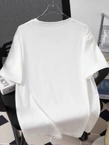 Manfinity Hypemode Camiseta básica de manga corta de unicolor y corte slim para hombres, para salir - Blanco - Ver 2