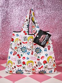 Marilyn Monroe X SHEIN Fashionable Foldable Portable Shopping Bag - Multicolor - View 2
