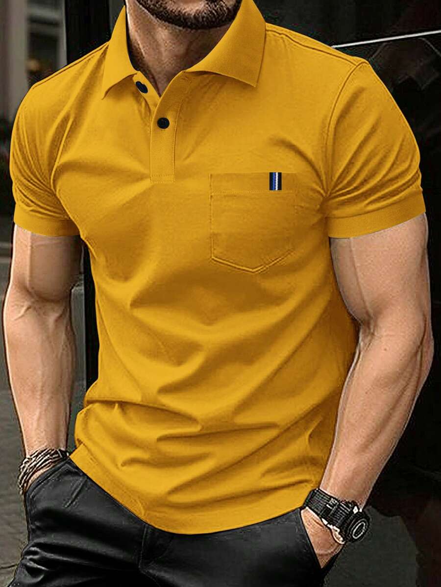 Manfinity Homme Men's Short Sleeve Polo Shirt - Yellow - View 1