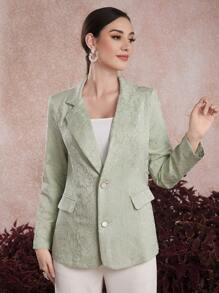 Mulvari Ladies' Suit Collar Single-Breasted Coat - Green - View 1