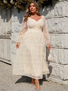 Simplee Plus Size Women Mesh Cover Up With Slit Hem, Formal Dress