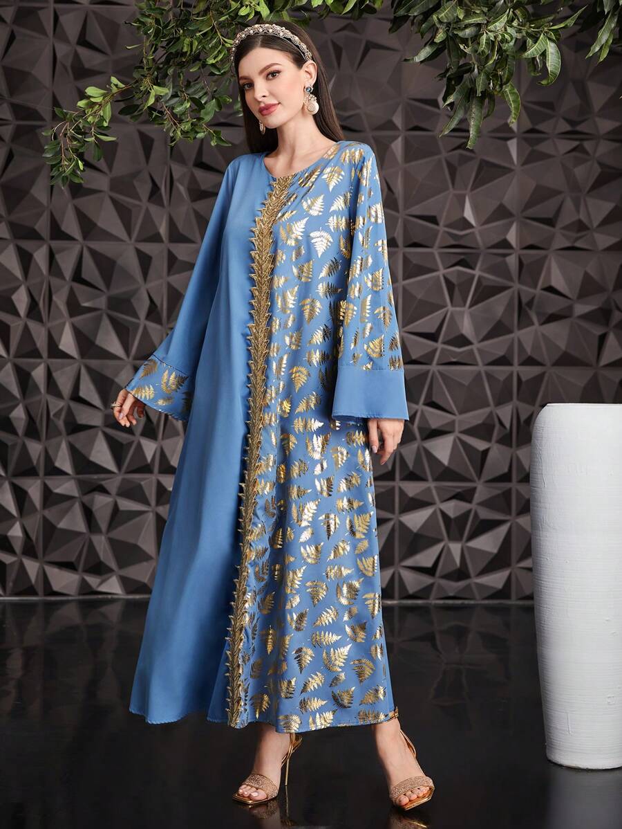 Al Najma 圓領擴口袖連衣裙 - 藍色 - 查看 1