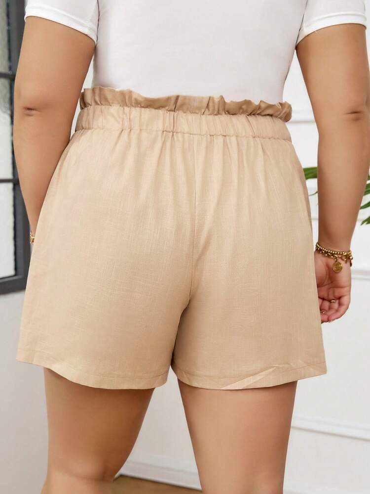 Plus Size Solid Color Casual Shorts