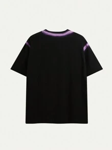 Men's Street Style Letter Printed Short Sleeve T-Shirt - Black - View 2