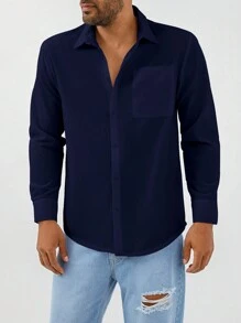 RueChic Men's Solid Color Long Sleeve Shirt