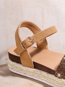 Mini mi 兒童舒適平底夏季涼鞋 - 棕色 - 查看 4