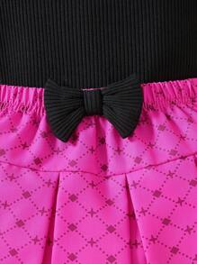 SHEIN Baby Girl Letter Print Vest And Butterfly Front Pleated Skirt Set, Perfect For Summer Parties - Multicolor - View 6