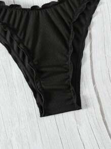Swim Mod Summer Beach Women's Solid Color Swimwear Bottoms - Black - View 4