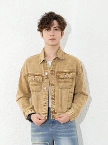 少年男孩新款休閑時尚復古洗水牛仔夾克