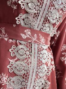 Al Najma Vestido De Abaya Para Mujer Con Estampado Y Bordado Árabe En La Parte Frontal