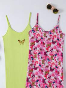 Teen Girl Butterfly Printed Cami Dress