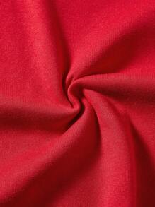SHEIN LUNE Moletom com Capuz Casual e Minimalista com Estampa de Coração em Vermelho, Modelo Solto e Grosso para o Dia dos Namorados para Mulheres, Dia dos Namorados - Vermelho - Visão 6