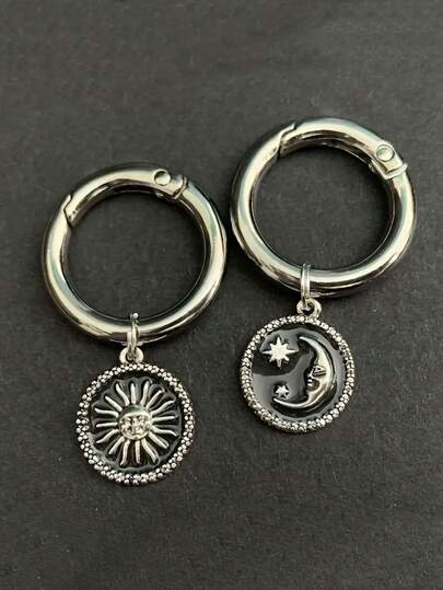 ROMWE Hippie 1pair Vintage Sun And Moon Shaped Shoe Decorations