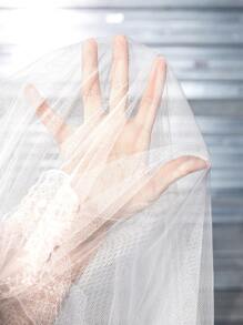 ROMWE Váy suông màu trơn ba tầng viền bất đối xứng lãng mạn & thanh lịch cho tiệc cưới ngoài trời cỡ lớn - trắng - Xem 7