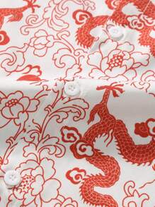 Manfinity Homme Men's Plus Size Short Sleeve Casual Shirt With All-Over Print