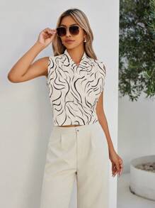 Aveloria Randomly Printed Sleeveless Wrap Shirt - Multicolor - View 5