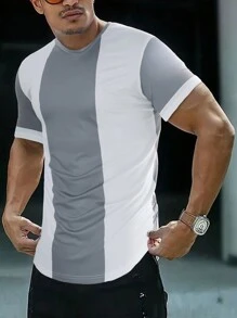 Manfinity Homme Nam Tương phản Màu sắc Vòng cổ Áo thun - Nhiều màu - Xem 1