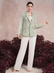 Mulvari Ladies' Suit Collar Single-Breasted Coat - Green - View 7