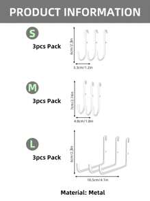 SHEIN Basic living 3 pièces Métallique Crochet Panneau Perforé Accessoire Crochet Pour Organisation Outil Ustensile De Cuisine Dans Panneau Perforé , Panneau Perforé Crochet Kit Panneau Perforé J Crochet Assortiment , garage Outil Stockage Artisanat Crochet Panneau Perforé ( Blanc )